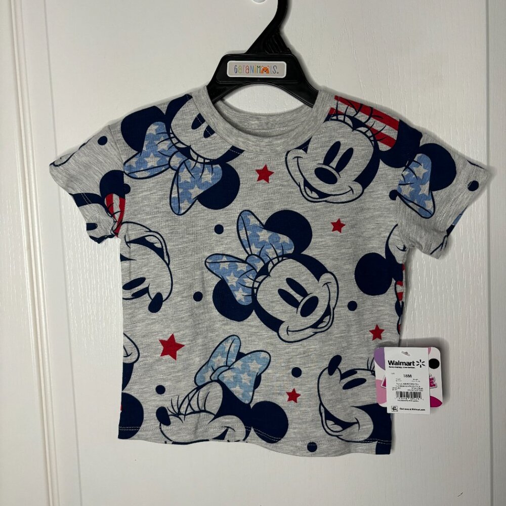 Disney Junior Minnie Mouse Toddler Girls Short Sleeve USA Patriotic T-Shirt, 18m